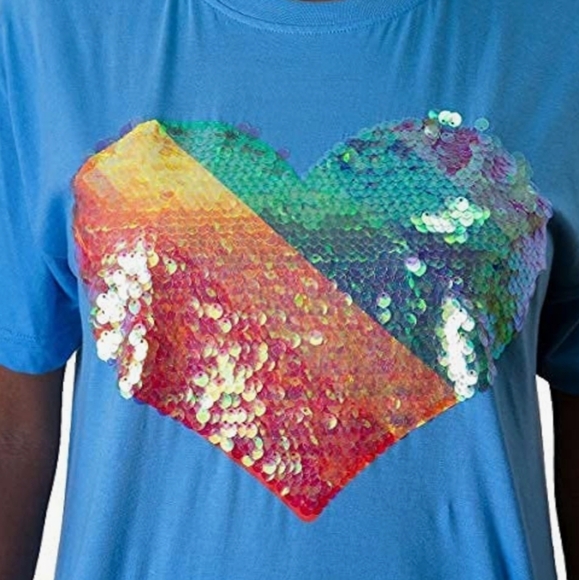 QE Cyan Sequin Tee SZ MEDIUM NWT - Picture 6 of 8